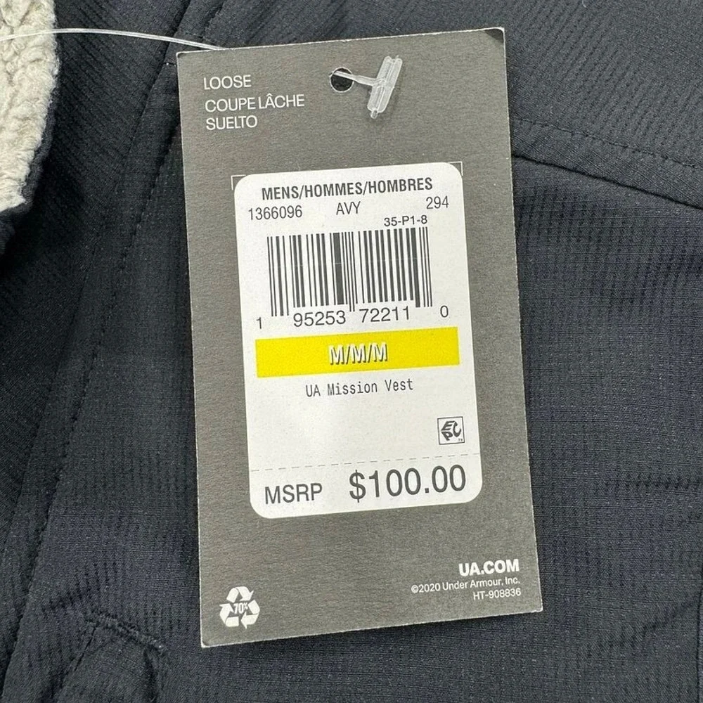 NWT UA Mission Vest Fleece Zip Jacket M Under Armour Black Golf Mens‎ $100